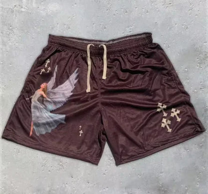 Y2K x MASREV  ANGEL GYM SHORTS